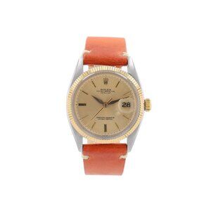 Rolex Datejust 1601 36mm Champagne Index 8+2  Dial Fluted Bezel Leather Band